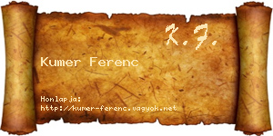 Kumer Ferenc névjegykártya